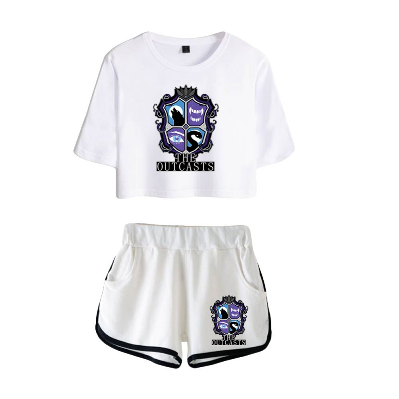 The Outcasts Crop Top Wednesday Addams Shorts T-shirt