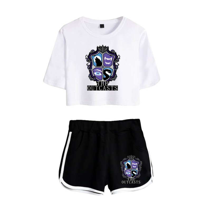 The Outcasts Crop Top Wednesday Addams Shorts T-shirt
