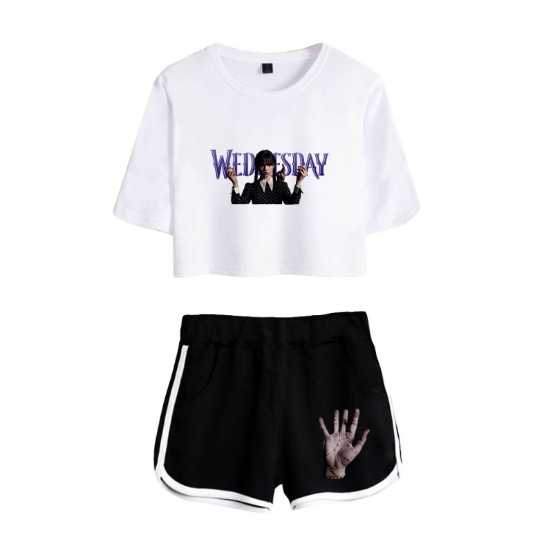 The Addams Family Crop Top T-shirt Wednesday Polyester Shorts