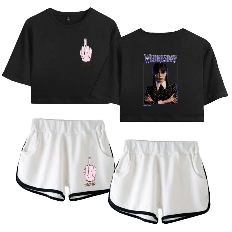 The Addams Family Crop Top T-shirt Wednesday Polyester Shorts