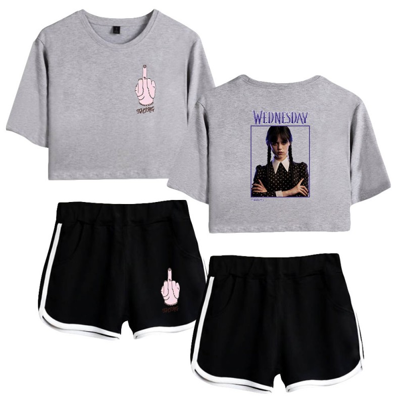 The Addams Family Crop Top T-shirt Wednesday Polyester Shorts