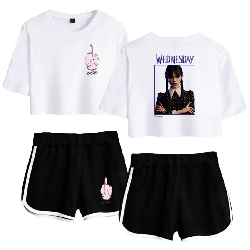 The Addams Family Crop Top T-shirt Wednesday Polyester Shorts