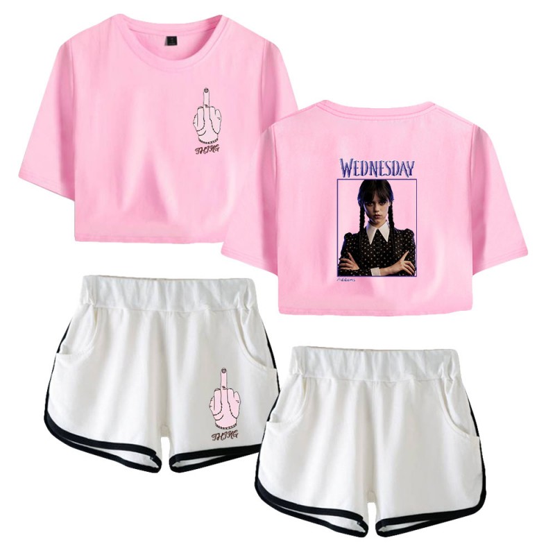 The Addams Family Crop Top T-shirt Wednesday Polyester Shorts