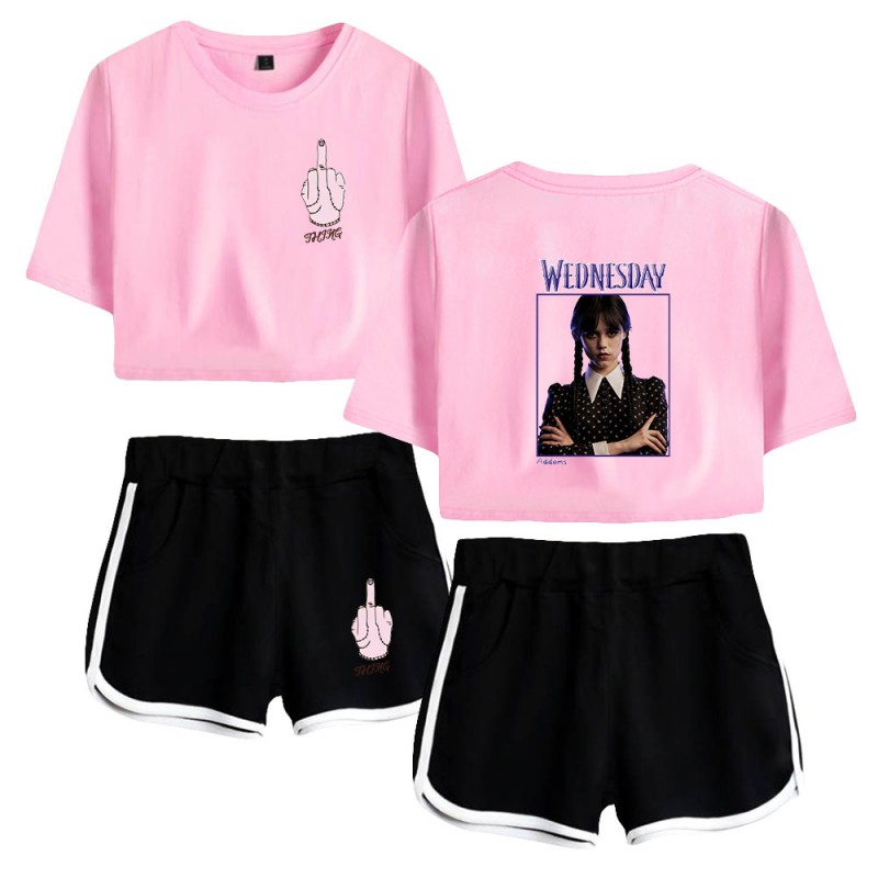 The Addams Family Crop Top T-shirt Wednesday Polyester Shorts