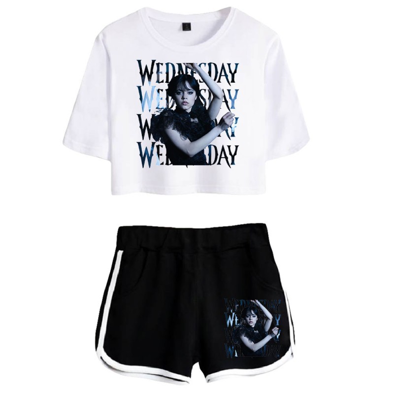 Wednesday Addams Crop Top T-shirt The Addams Family Shorts