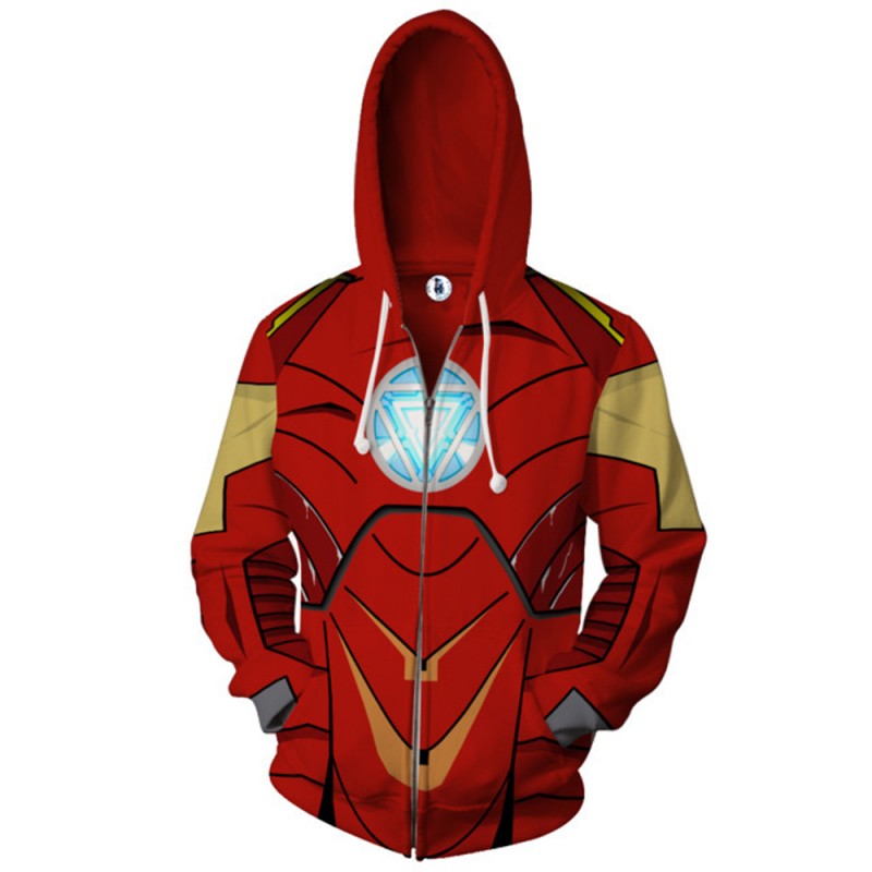 Iron Man Hoodie Unisex Avenger Cosplay Zip Up Sweatshirts