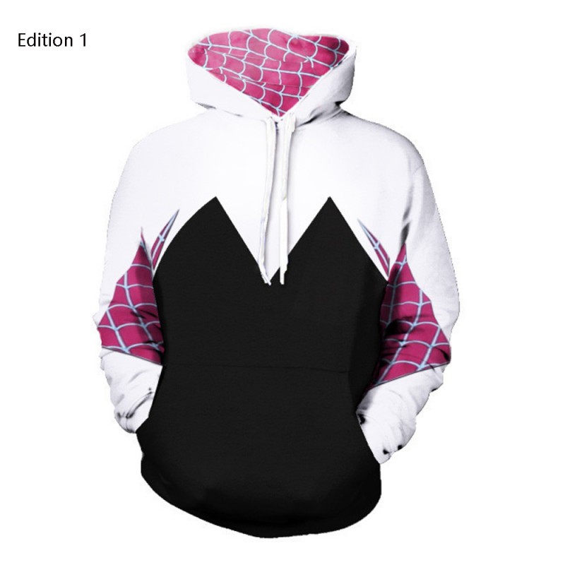 Spider Gwen Ghost Spider Fleece Zip Up Hoodie Avengers Spiderman Sweatshirts