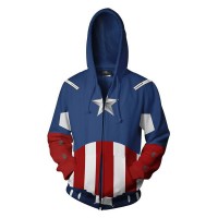 The Avengers 3D Hoodie Captain America Halloween Cosplay Zip Up Streetwear