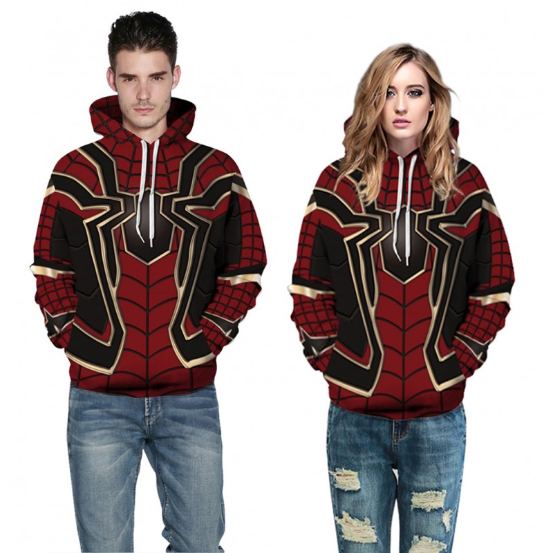 3D Print Pattern Avengers Endgame Spider Man Long Sleeve Hoodie