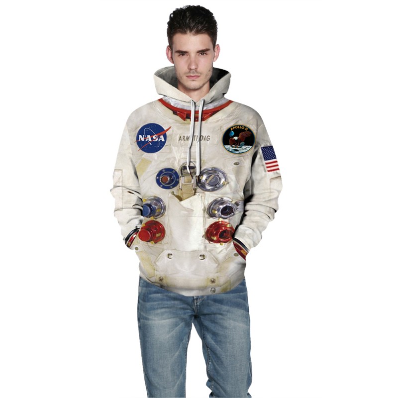 Long Sleeve Nasa Astronaut Hoodie 3D Print Pattern Space Suit