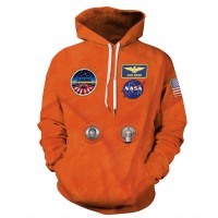 Orange Nasa Astronaut Suit 3D Print Long Sleeve Hoodie