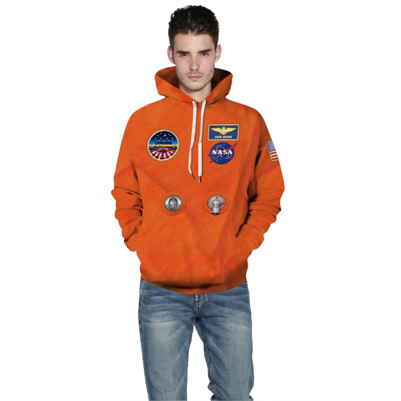Orange Nasa Astronaut Suit 3D Print Long Sleeve Hoodie
