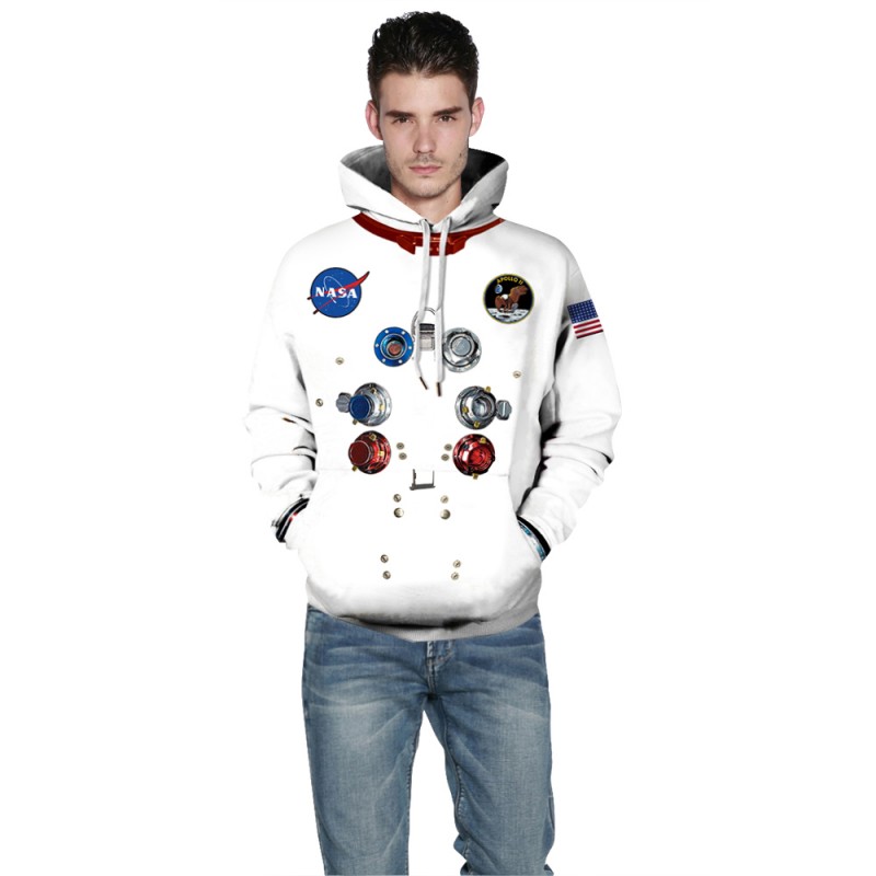 3D Print Nasa Astronaut Pattern Long Sleeve Hoodie