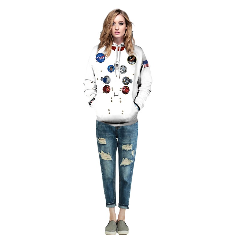 3D Print Nasa Astronaut Pattern Long Sleeve Hoodie