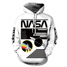 Space Astronaut 3D Print Long Sleeve Sweatshirt NASA Logo Hoodie