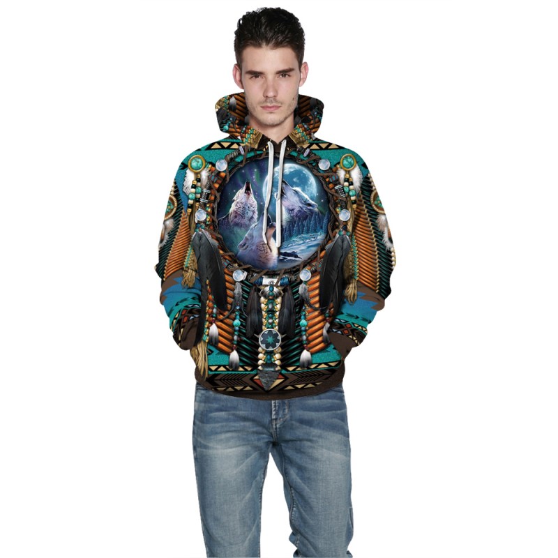 Native American 3D Print Long Sleeve Hoodie