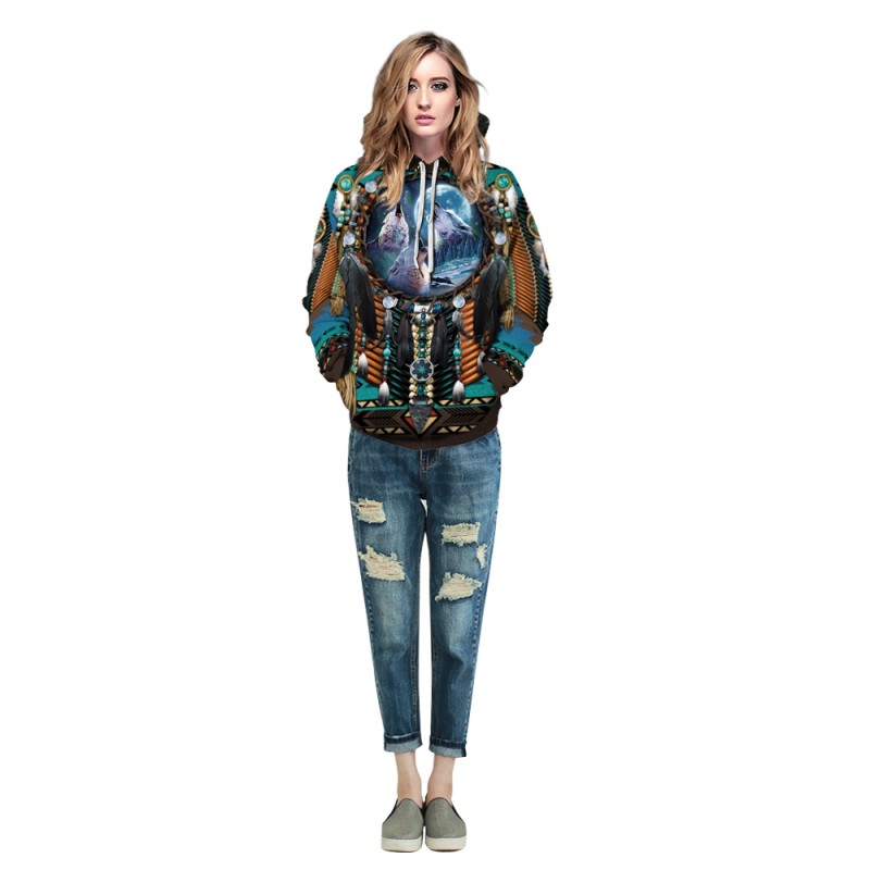 Native American 3D Print Long Sleeve Hoodie