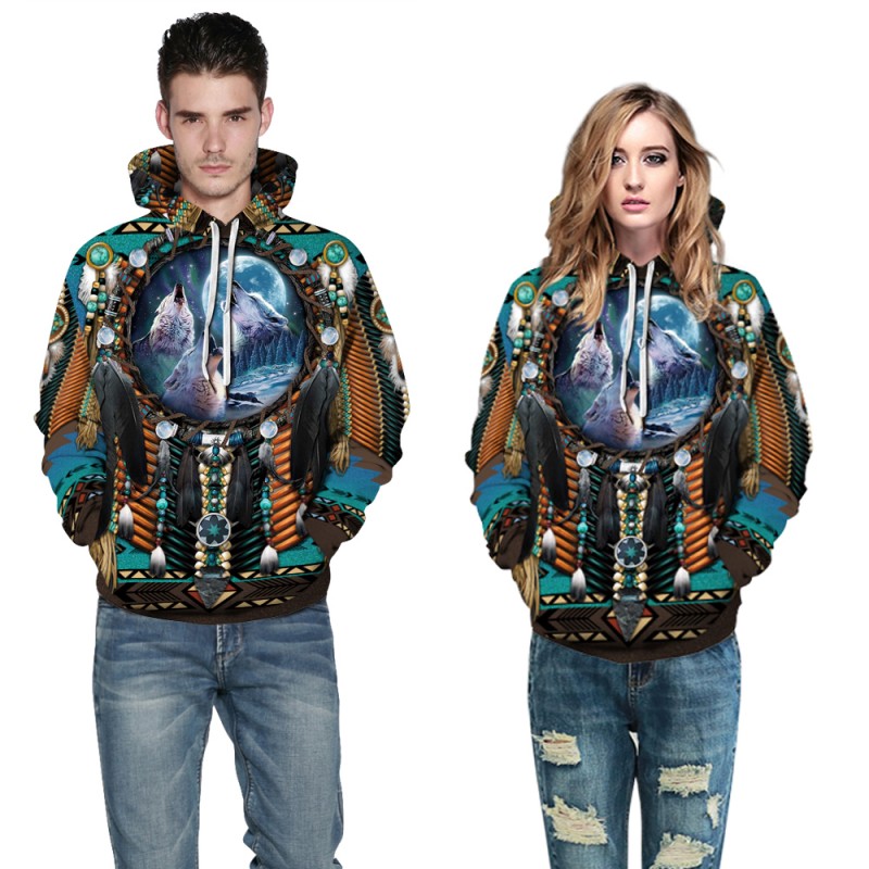 Native American 3D Print Long Sleeve Hoodie