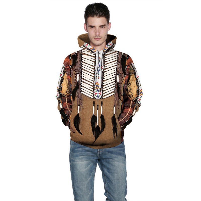Tribal Style 3D Print American Indian Pattern Long Sleeve Hoodie
