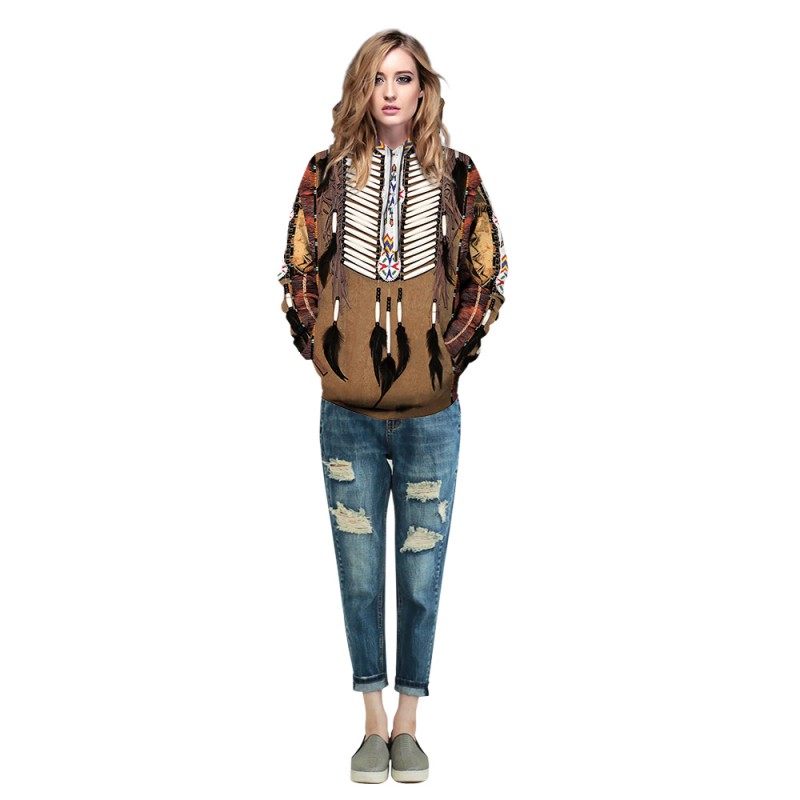 Tribal Style 3D Print American Indian Pattern Long Sleeve Hoodie