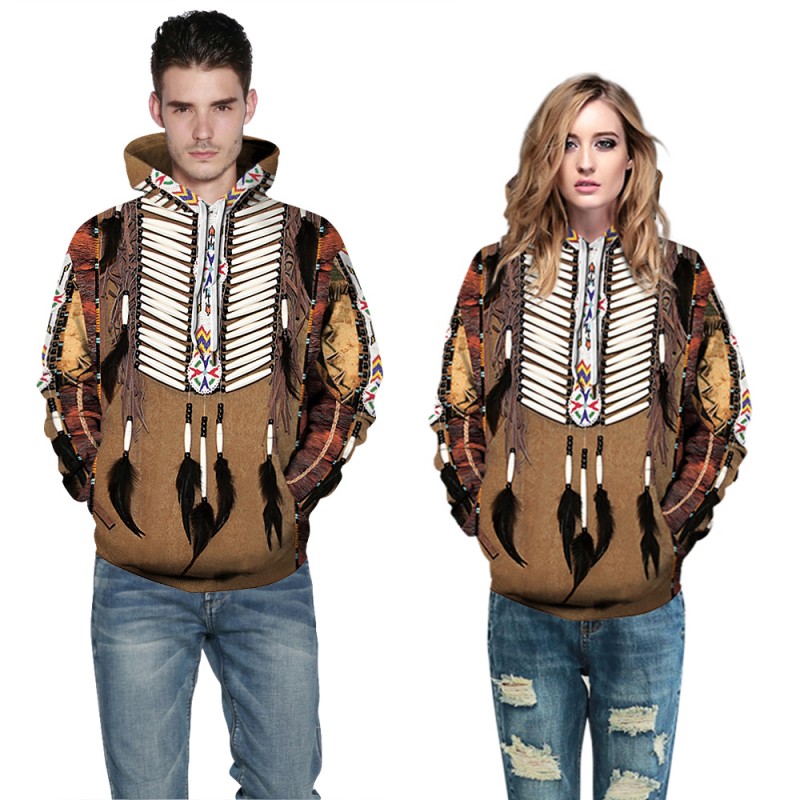 Tribal Style 3D Print American Indian Pattern Long Sleeve Hoodie