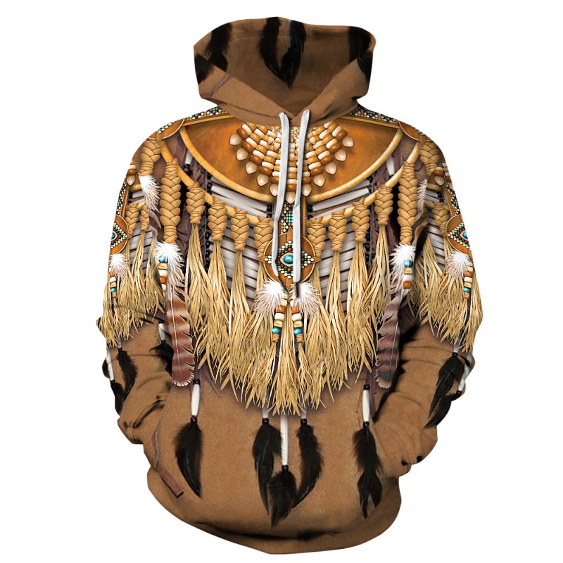 Tribal Style Native American 3D Print Pattern Long Sleeve Hoodie