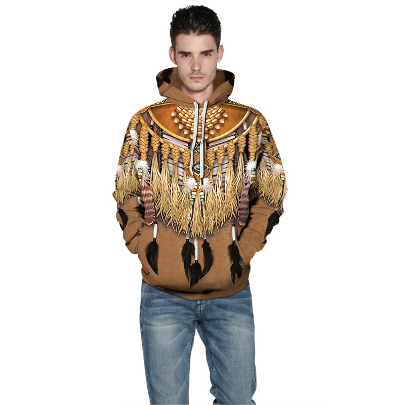Tribal Style Native American 3D Print Pattern Long Sleeve Hoodie