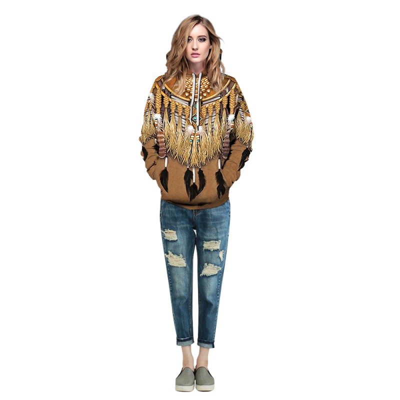 Tribal Style Native American 3D Print Pattern Long Sleeve Hoodie