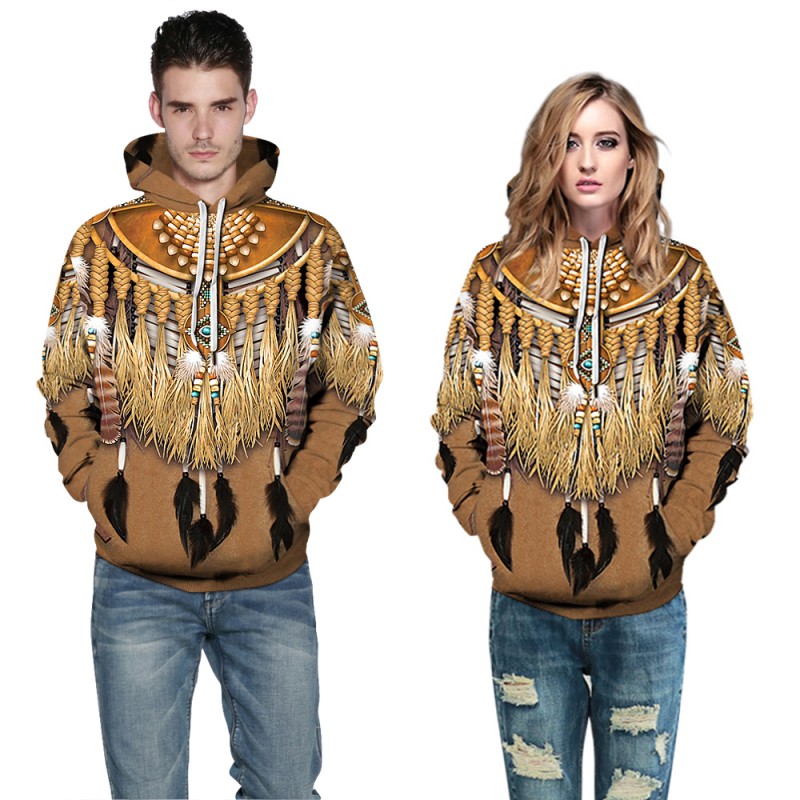 Tribal Style Native American 3D Print Pattern Long Sleeve Hoodie