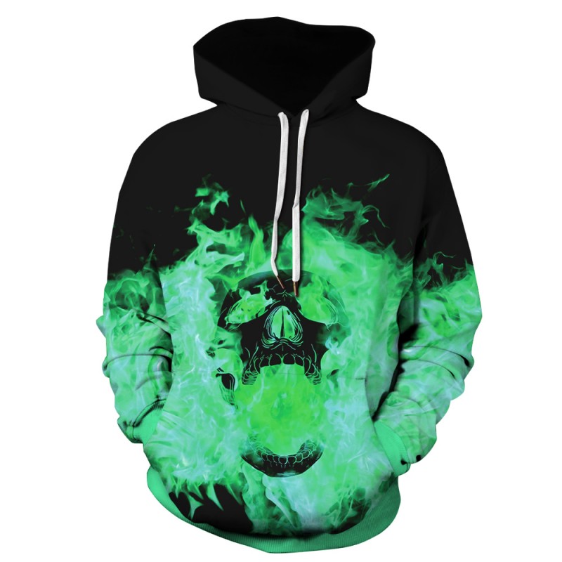 Halloween Daily Going Out Skull Pattern Long Sleeve Hoodie 