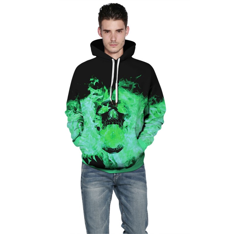 Halloween Daily Going Out Skull Pattern Long Sleeve Hoodie 