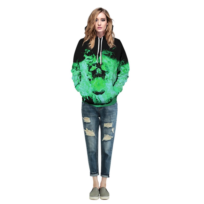 Halloween Daily Going Out Skull Pattern Long Sleeve Hoodie 