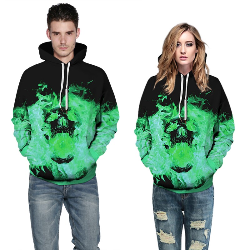 Halloween Daily Going Out Skull Pattern Long Sleeve Hoodie 