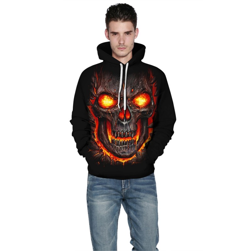 3D Print Halloween Daily Going Out Skull Logo Hoodie