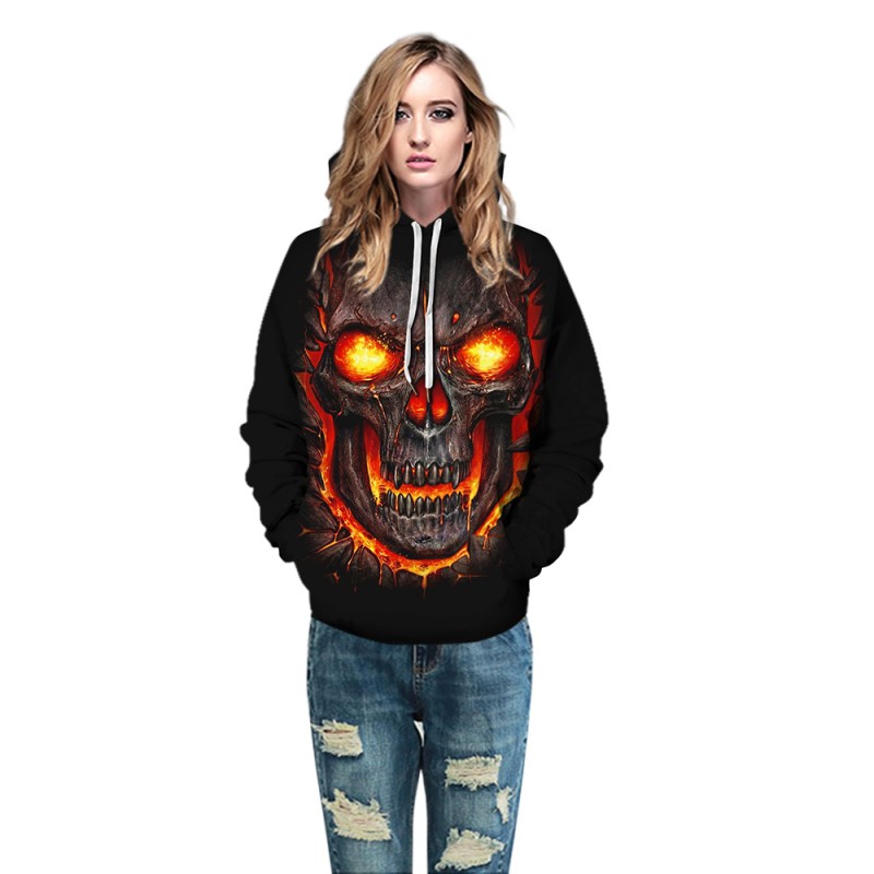 3D Print Halloween Daily Going Out Skull Logo Hoodie