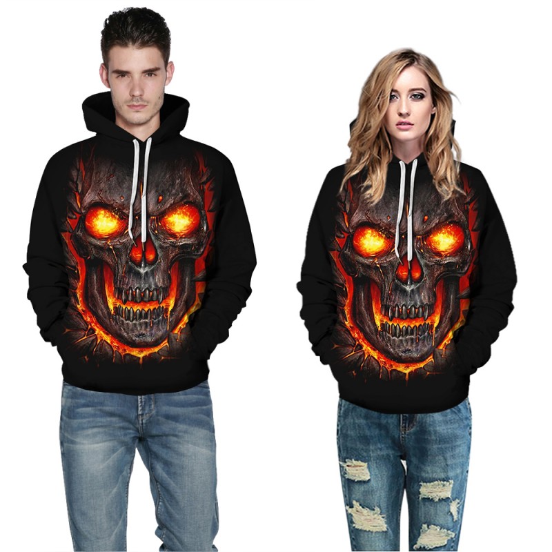 3D Print Halloween Daily Going Out Skull Logo Hoodie