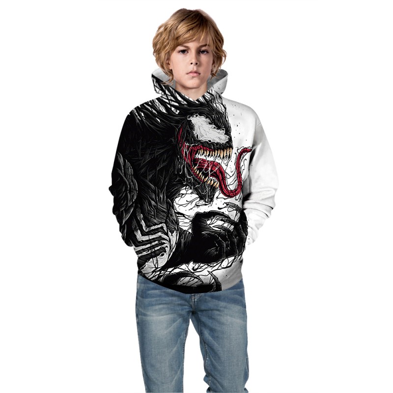 Kids Venom 3D Print Pattern Long Sleeve Hoodie