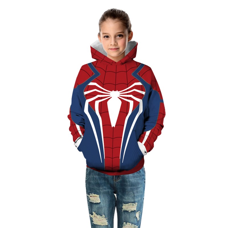 Kids Spider Man PS4 3D Print Pattern Long Sleeve Hoodie