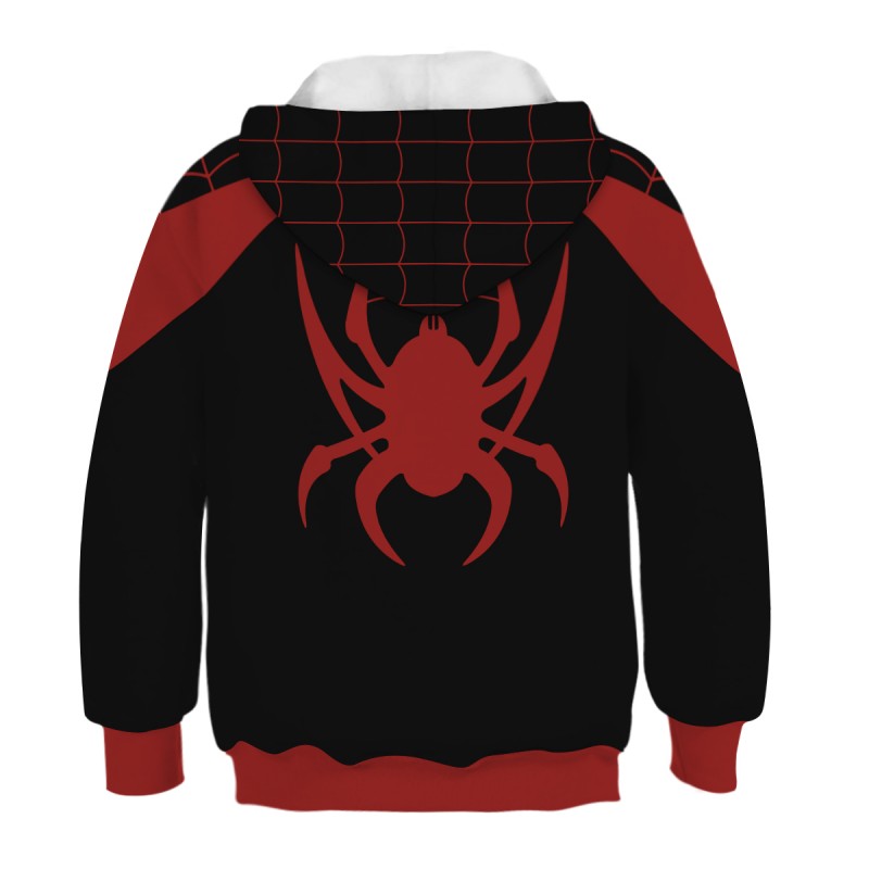 Kids Fashion Spider Man Miles Morales Pattern Long Sleeve Hoodie