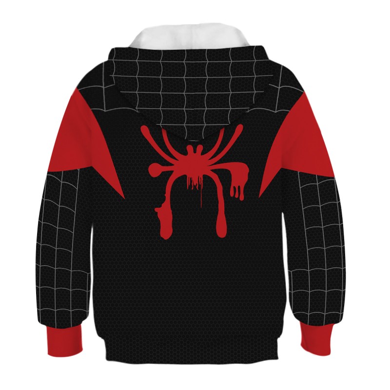 Kids Spider-Man Into the Spider-Verse Pattern Miles Morales Long Sleeve Hoodie