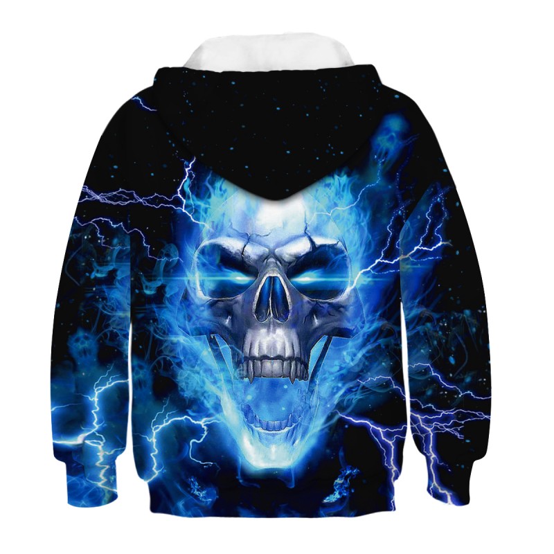 Kids Halloween Daily Going Out Skull Pattern Long Sleeve Hoodie