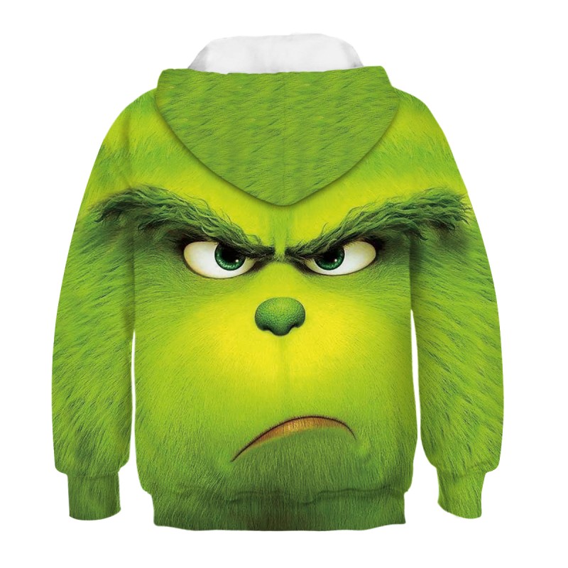 Kids Fashion The Grinch Pattern Long Sleeve Hoodie