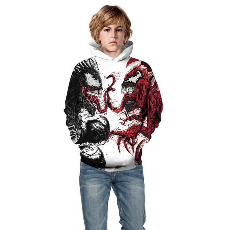 Kids Venom Pattern Long Sleeve Hoodie