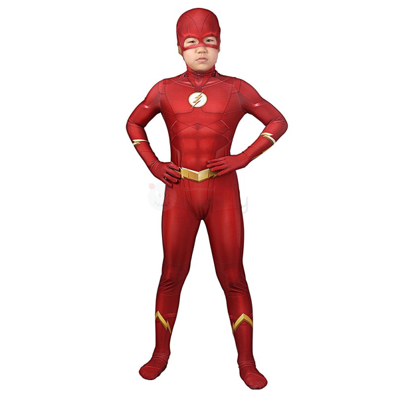 Children Barry Allen Bodysuit 3D Red CCosplay Costume