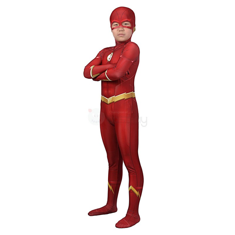 Children Barry Allen Bodysuit 3D Red CCosplay Costume