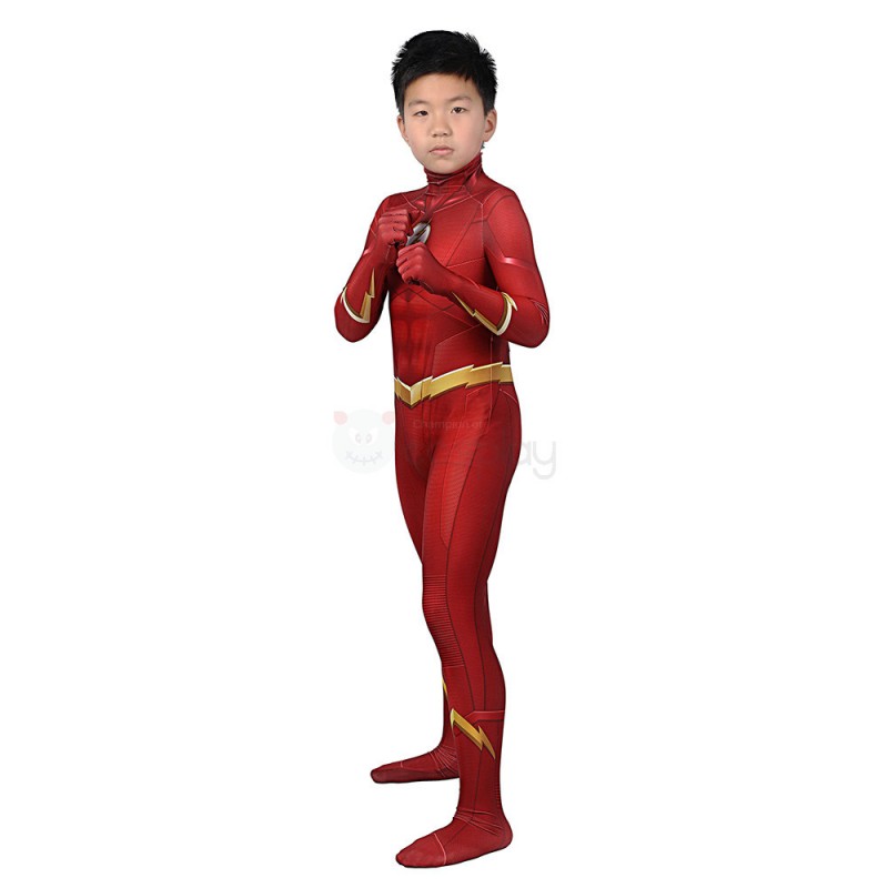 Children Barry Allen Bodysuit 3D Red CCosplay Costume