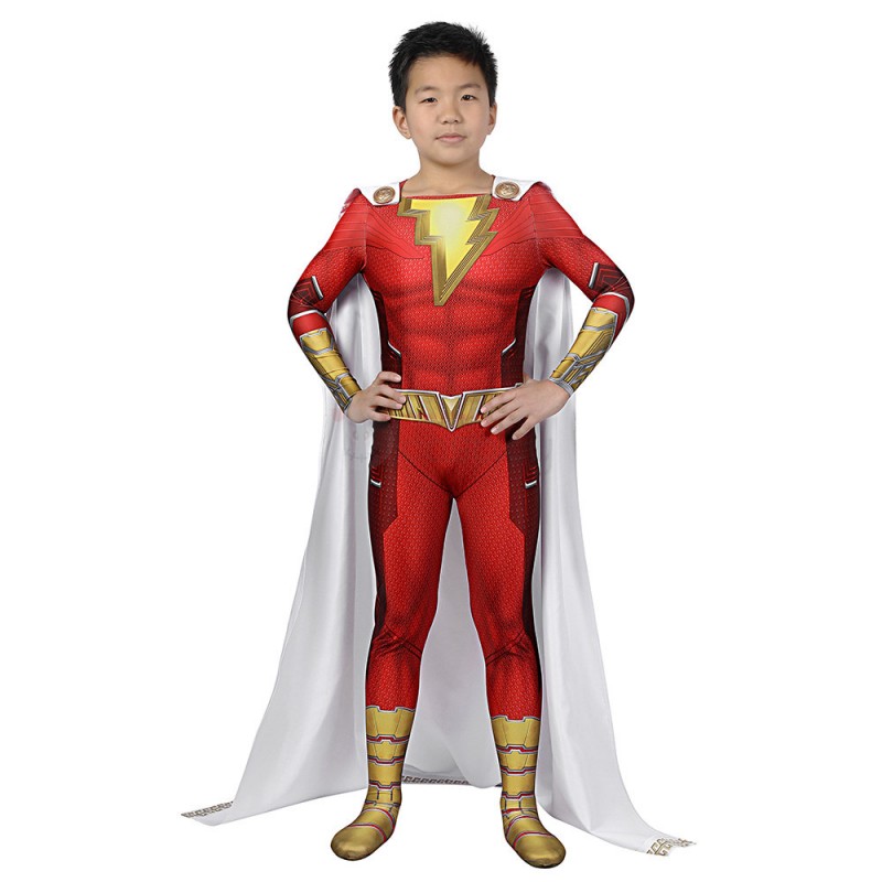 Shazam Suit Billy Batson Cosplay Costume for Kids