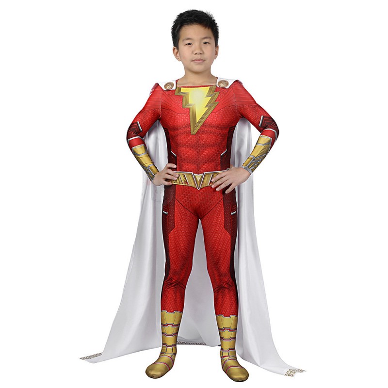 Children 3D Billy Batson Jumpsuit Champion Cosplay Costumes