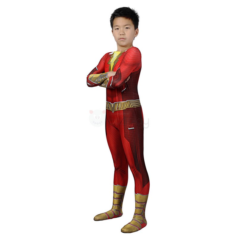 Children 3D Billy Batson Jumpsuit Champion Cosplay Costumes