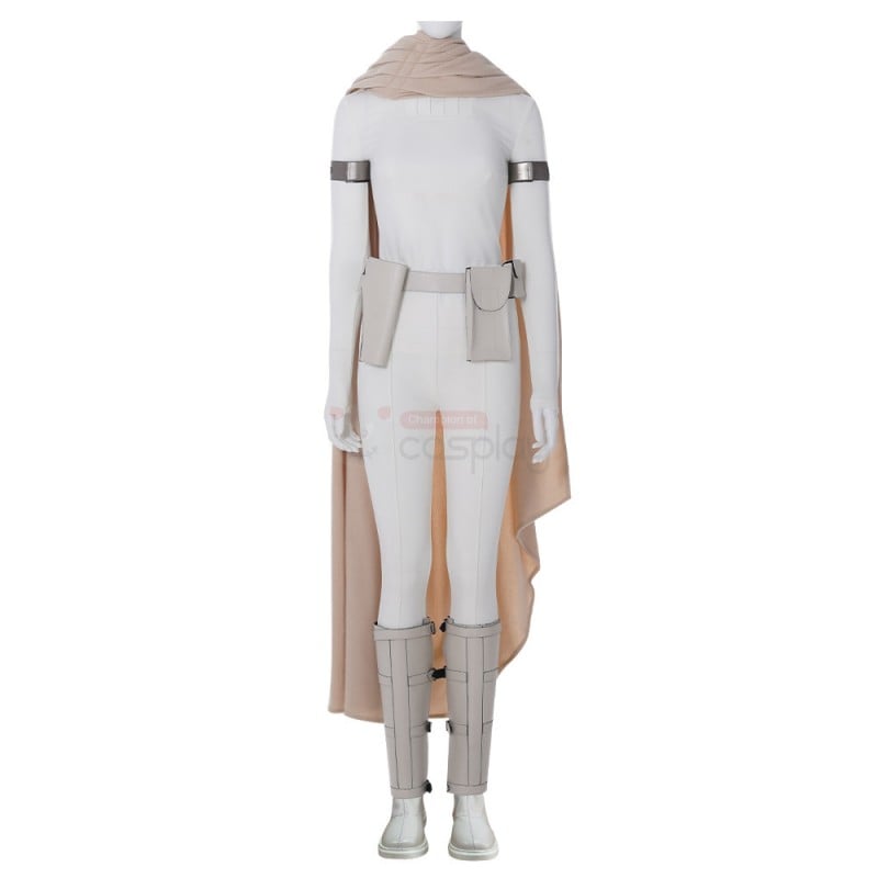 padme amidala white dress Star Wars Tatooine Outfit Yicosplay linen fabrics Padme Amidala Tatooine Outfit Star